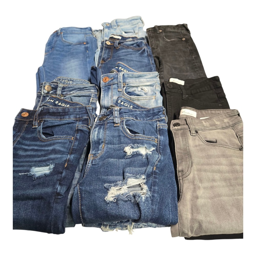 10‎ AMERICAN EAGLE Kancan Loft Jeans Skinny Flare 000 & 00& 00 SHORT 24"